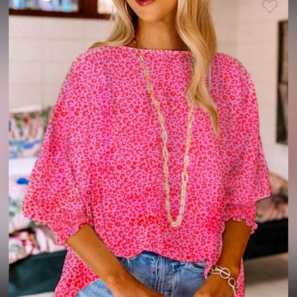 Pink Leopard Coraline Blouse. XL